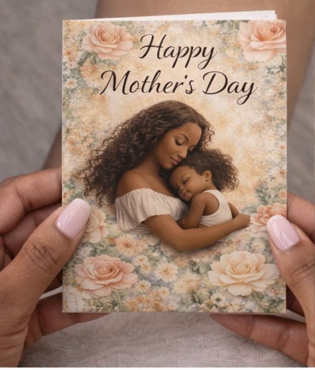Mother’s Day Greeting Card — 'Happy Mother's Day' Floral Mother & Child Design