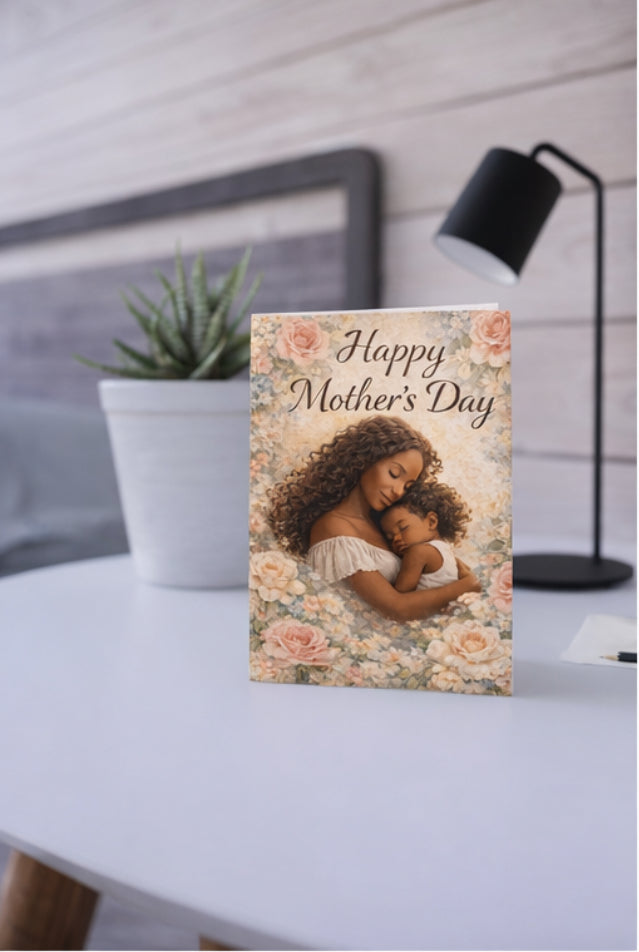 Mother’s Day Greeting Card — 'Happy Mother's Day' Floral Mother & Child Design